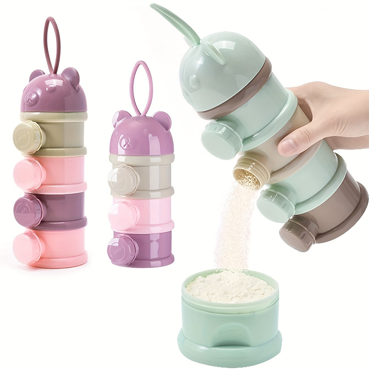 Snack Container Travel - Babymelkpoedercontainer met grote capaciteit en riem,