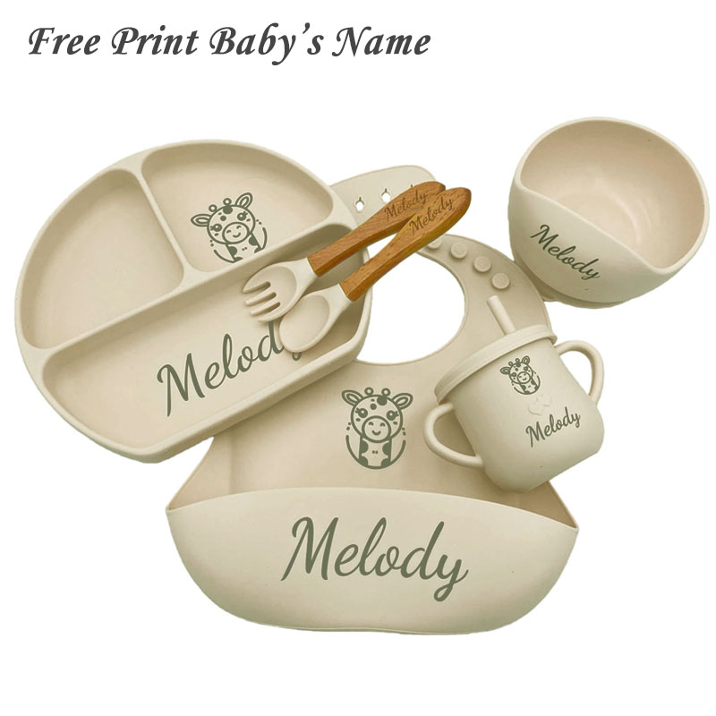 Plate Suction Toddler - Siliconen voedingsset Aangepaste naam voor kinderservies
