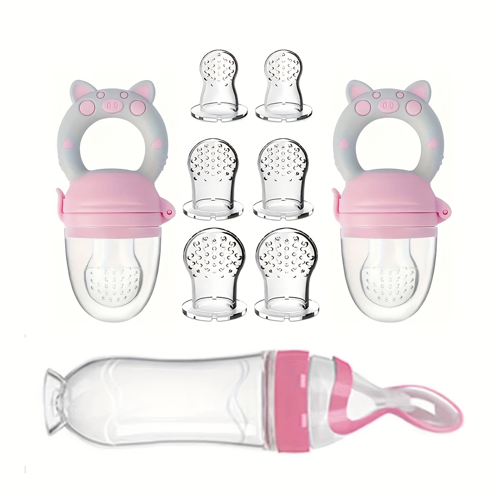 Baby Rice Food - 9 stuks voedingsbestek: 1 siliconen zuigfles