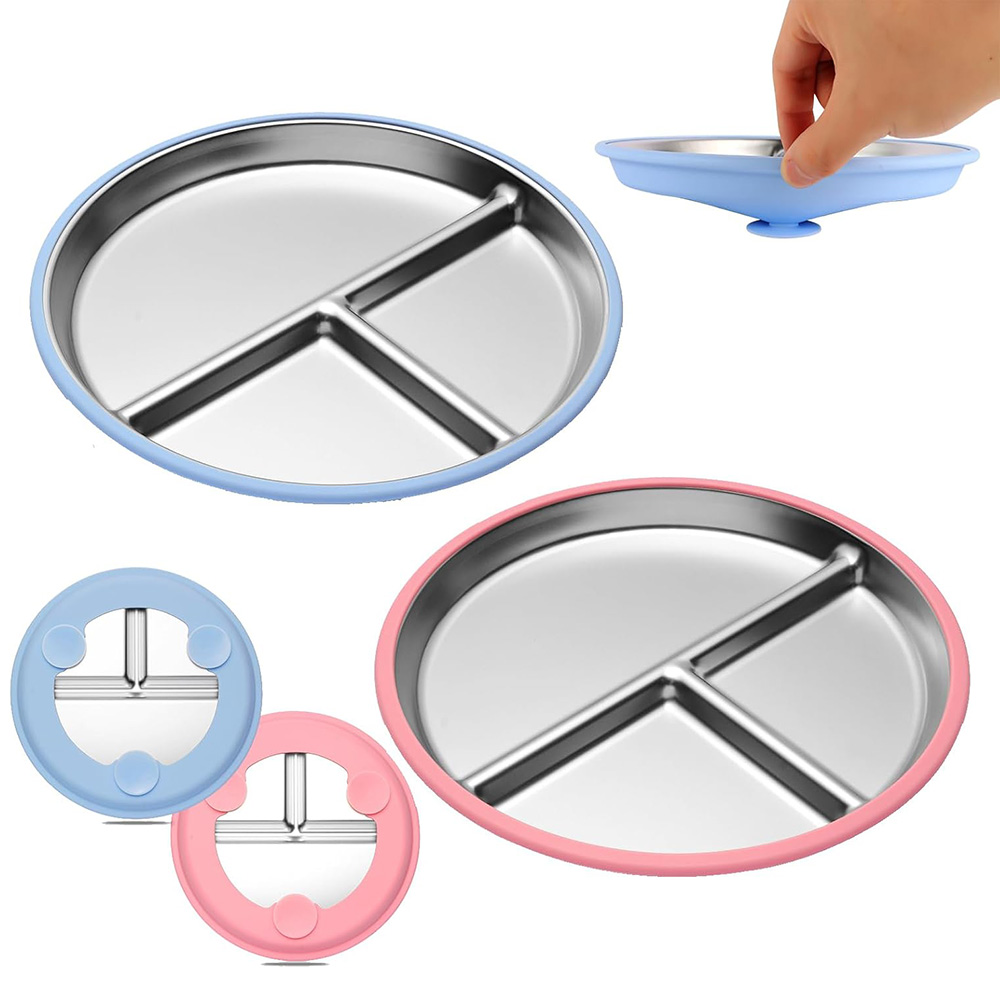 Plate Suction Toddler - 9 inch roestvrijstalen peuterbord met zuignap,